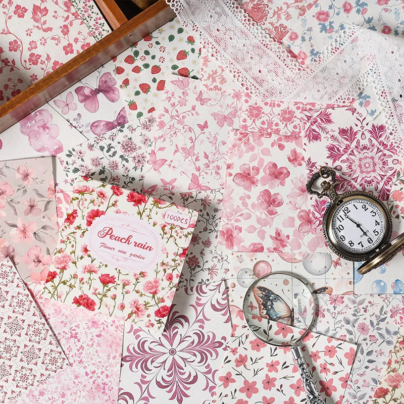 100pcs Vintage Paper Multi Style Deco Retro Stationery Supplies Writing Paper Junk Journal Label Scrapbooking Material Suppli