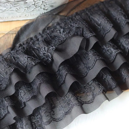 13CM Wide Three Layers Pleated Chiffon Fabric Lace Ruffle Collar Trim Embroidery Ribbon DIY Wedding Dress Doll Clothes Suppli