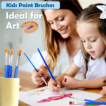 50Pcs Painting Brushes Set Art Round Flat Hair Nylon Hair Paint Brush for Oil Acrylic Watercolor Kids/Artists/Beginners/Stude