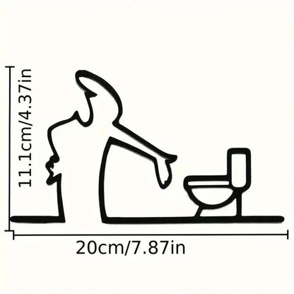 New Modern Metal Wall Decor Bathroom Living Room Sign 2D Flat Black Frame Wall Art Self Adhesive WC Toilet Iron Art Corner De