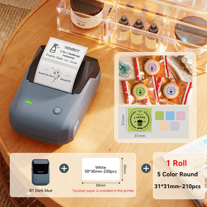 NIIMBOT B1 Portable Thermal Printer With Tapes 2 Inch Adhesive Label Printer Mini Bluetooth Sticker Maker Support Smartphones