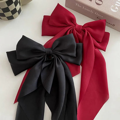 Solid Color Bow Ribbon Hair Clip New Women Large Bowknot Barrettes Women Ponytail Clip Headband Girls Hair Accessories Gift -