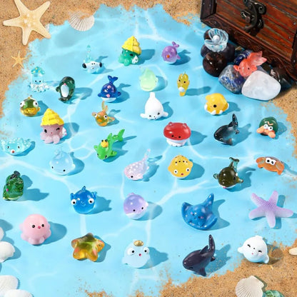 Mini Ocean Resin Animals Tiny Sea Animals Figurines Marine Miniature Decorations for DIY Fish Tank Potted Micro Garden Landsc
