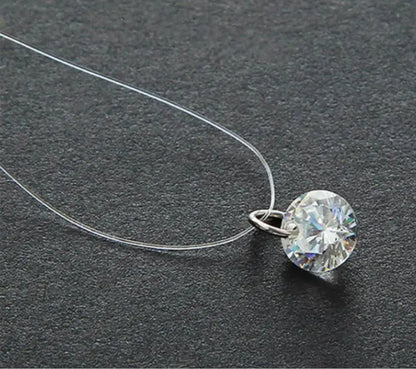 Fashion Shiny Crystal Necklace Zircon Pendant Transparent Fishing Line Invisible Ladies Necklace Jewelry Clavicle Chain Chock