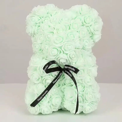 25cm Artificial Teddy Rose Flower Bear with Box Romantic Valentines Day Gift Girlfriend Women Anniversary Wedding Party Suppl