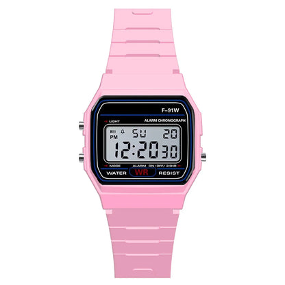 Luxury Men Analog Digital Military Armys Sport LED Waterproof Wrist Children Watch for Kids Bracelet Alarm Women Clock - Pink