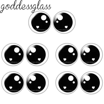 Glass Cartoon Doll Round Eyes Heart Pupil Lovely 10pcs 12mm/18mm/20mm/25mm Round Cabochon Flat Back Making Findings Jewelry