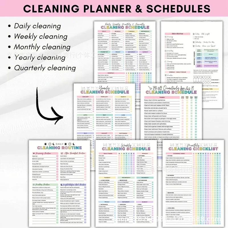 ADHD Cleaning Planner Bundle – Includes Home Cleaning Schedule, Weekly, Monthly, Year-Round Cleanliness Tips, Family Chore Ch