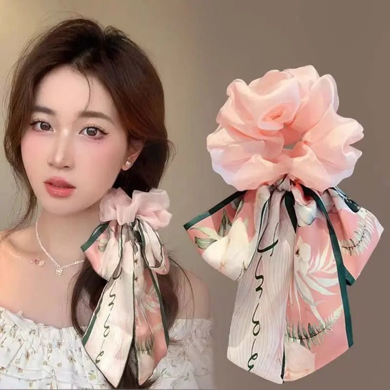 1PC Bow Hair Ribbon Women Fluttering Headband Large Intestine Hair Rings Premium Feeling Hair Tie Hair Leather Band Hair Acce