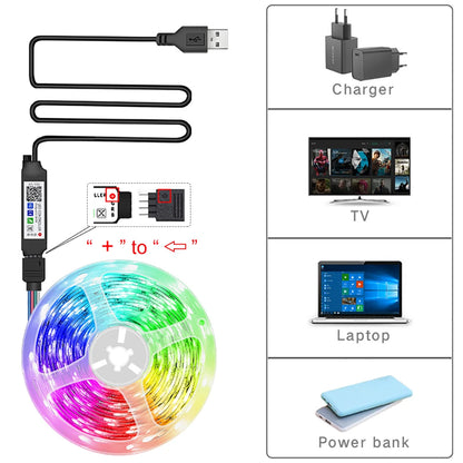 RGB Led Strip Lights 5m 10m 20m 30m Led Room Light with APP Control Flexible Ribbon Luces Led Tape for Room Bedroom Decoratio