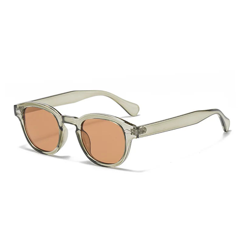 JNPCXI Vintage Round Sunglasses Women Men Retro Rivet Blue Gradient Female Sun Glasses UV400 - A7 Green Tea