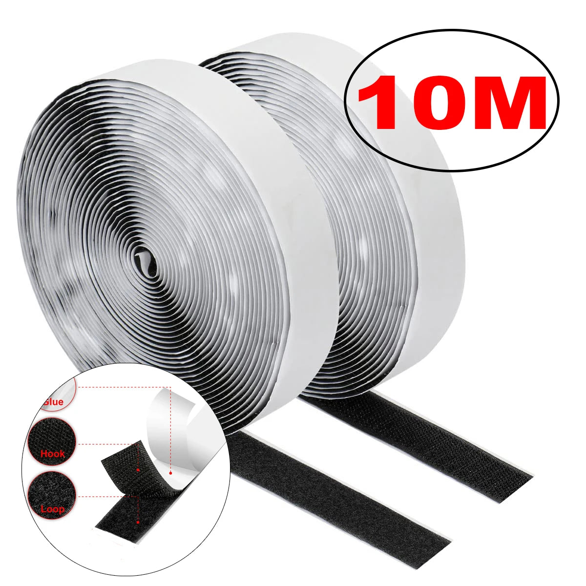 1-10M Self Adhesive Hook and Loop Tape Fastener House Diy Magic Tap Auto Double Sided Roll Strong Glue Home Strap Strips Doub