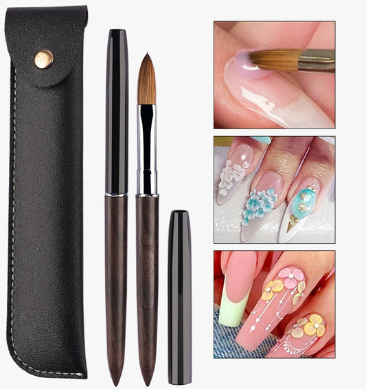 100% Kolinsky Acrylic Nail Brush Purple Sandalwood Handle Crimped UV Gel Carving Pen Brush Liquid Powder DIY Nail Drawing
