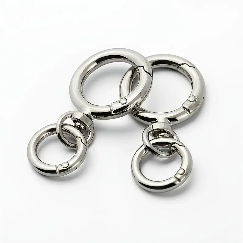 2/5/10 Sets Round Spring Snap Carabiner Clip O Rings Swivel Trigger Hook Metal Clasps Keychain for Handbag Lanyards DIY Craft