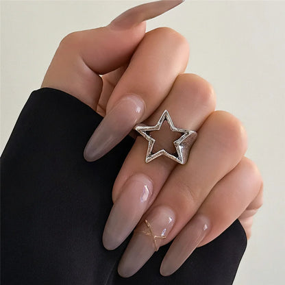 Vintage Punk Irregular Hollow Star Metal Open Rings for Women Fashion Statement Gothic Adjustable Couple Rings Y2K Wed Jewelr