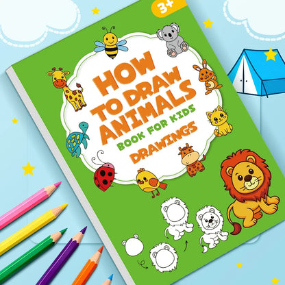 96 Animal Themes Interactive Activity Book on How To Draw Animals Four Simple Steps To Complete Drawing Coloring Toy Book