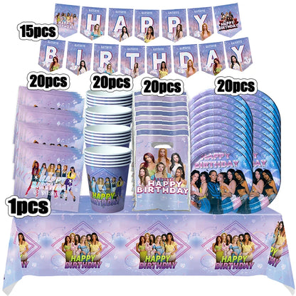 New Katseye Birthday Decoration Superstar Party Favors Stickers Poster Balloons Backdrop Banner Cake Decoration Baby Showe Gi