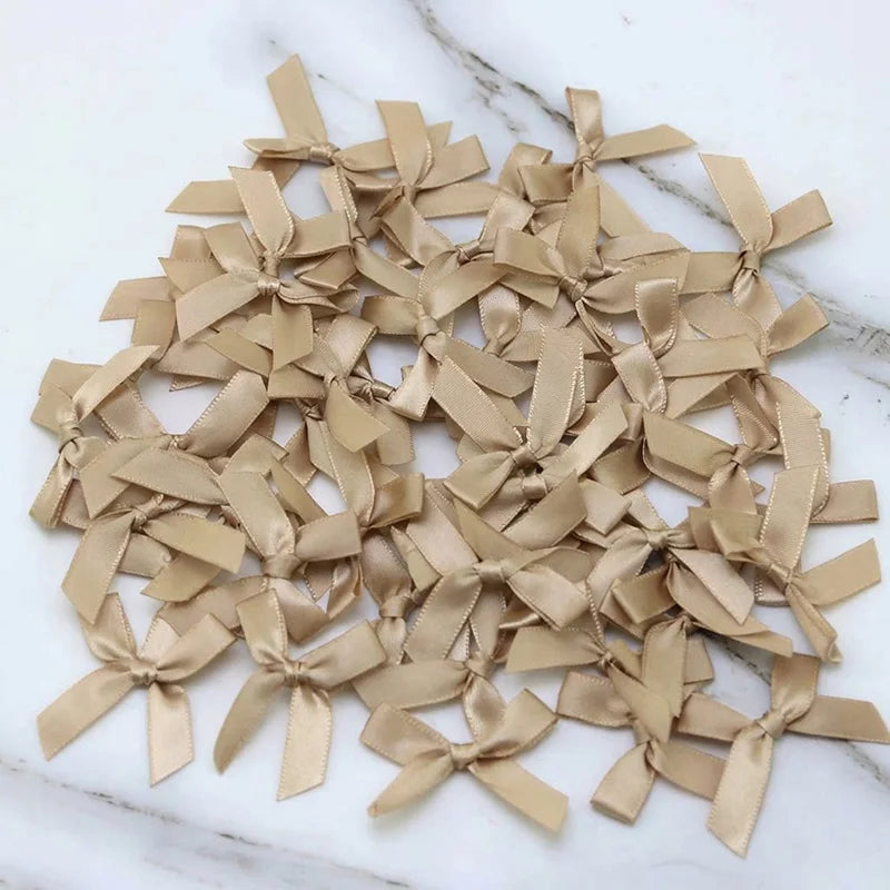 4x4cm Colourful Bows Small Size Polyester Satin Ribbon Bow Flower DIY Craft Decoration - Champagne / 200pcs