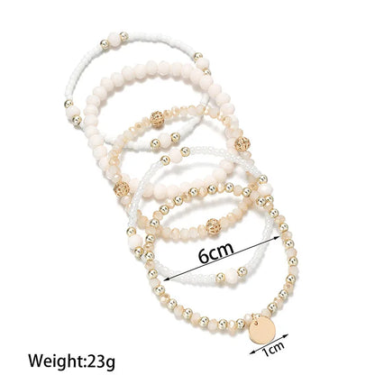 Y2K Ethnic Bohemian Beaded Bracelets Set for Women Beads Chains Stackable Wristband Girls Boho Hand Jewelry Accessoreis