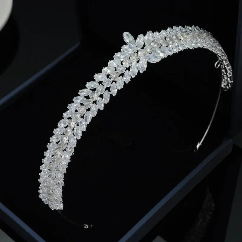 Luxury Bridal Tiara Wedding Headband Cubic Zirconia Bride Headband Tiaras And Crowns For Women Party Prom Hair Jewelry Headdr