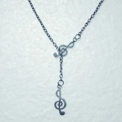 Fashion Double Notes / treble clef Pendant Adjustable Cross Lariat Necklace For Women Men Punk Goth Jewelry Gift