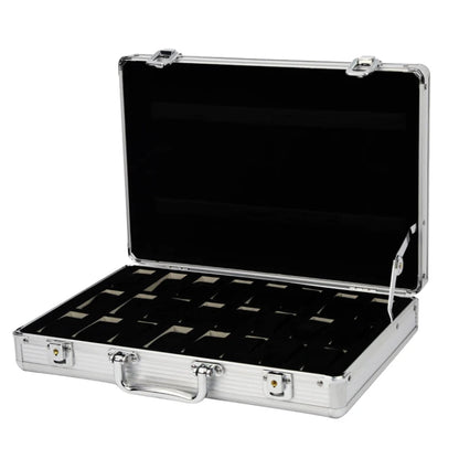 Aluminum Structure Watch Storage Box 12 Grid Slot Jewelry Display Square Case Suede Inside Rectangle Watch Holder for Organiz