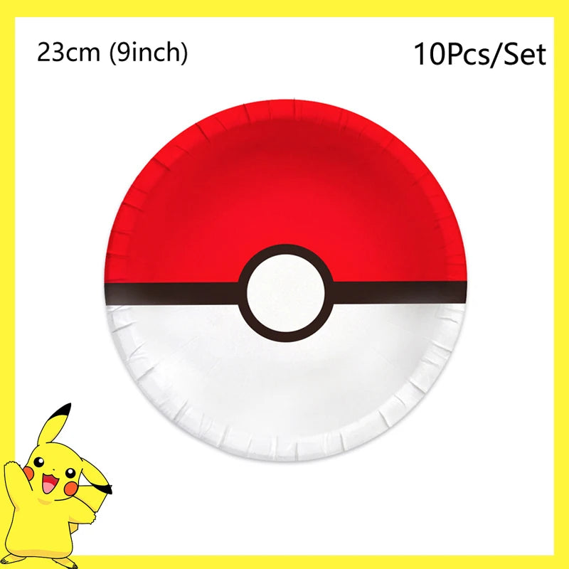 Pokemon Birthday Party Decoration Pikachu Disposable Tableware Cup Napkin Plate Tablecloth Baby Shower Cake Topper Flag Ballo