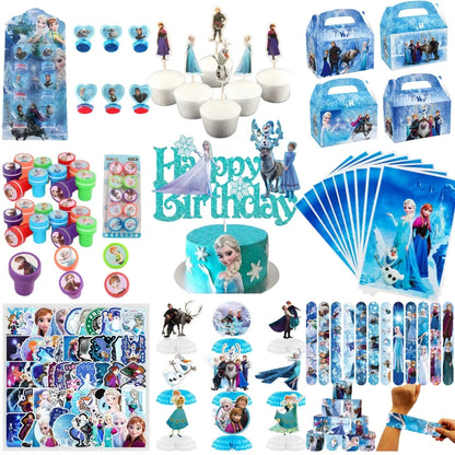 Frozens Princess Party Favors Includes Slap Bracelets Stickers Blowouts Gifts Bag for Girls Anna Elsa Birthday Party Decor Gi