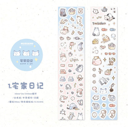 Kitten Synthetic Paper Flash Film Die Cutting Tape Cartoon Cute Children Gooka Decorative Sticker
