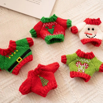 17cm Cute Mini Plush Doll'S Clothes Outfit Accessories For Korea Kpop Exo Labubu Idol Dolls Christmas Knitted Sweater Kid Gif
