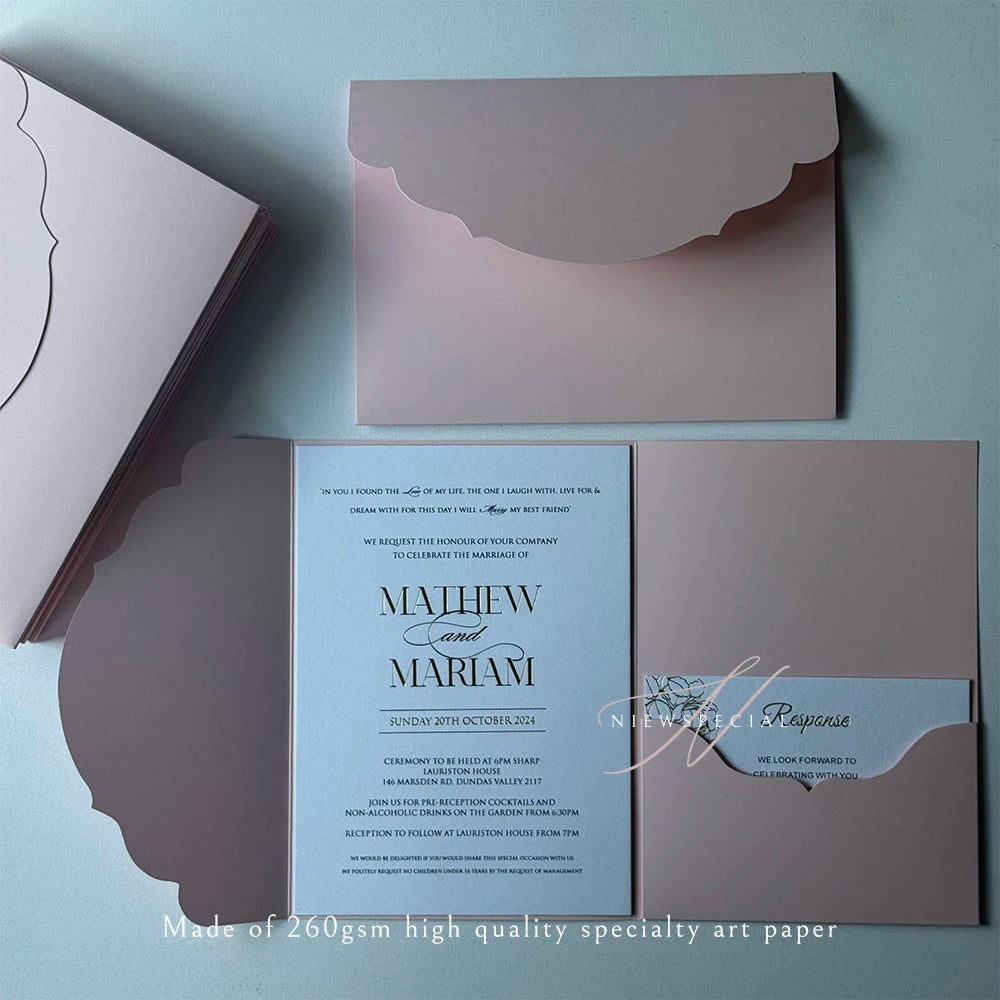 10pcs/20pcs/25pcs Blank Pocketfold Card Invitation DIY wedding paper envelope，DIY invitation,custom invitation,light pink
