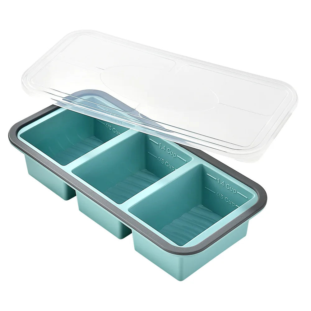 New Freeze Preservation Mold Giant Large Silicone Ice Cube Tray Mold with Lid Food Storage Container Baking Mold Kitchen Tool
