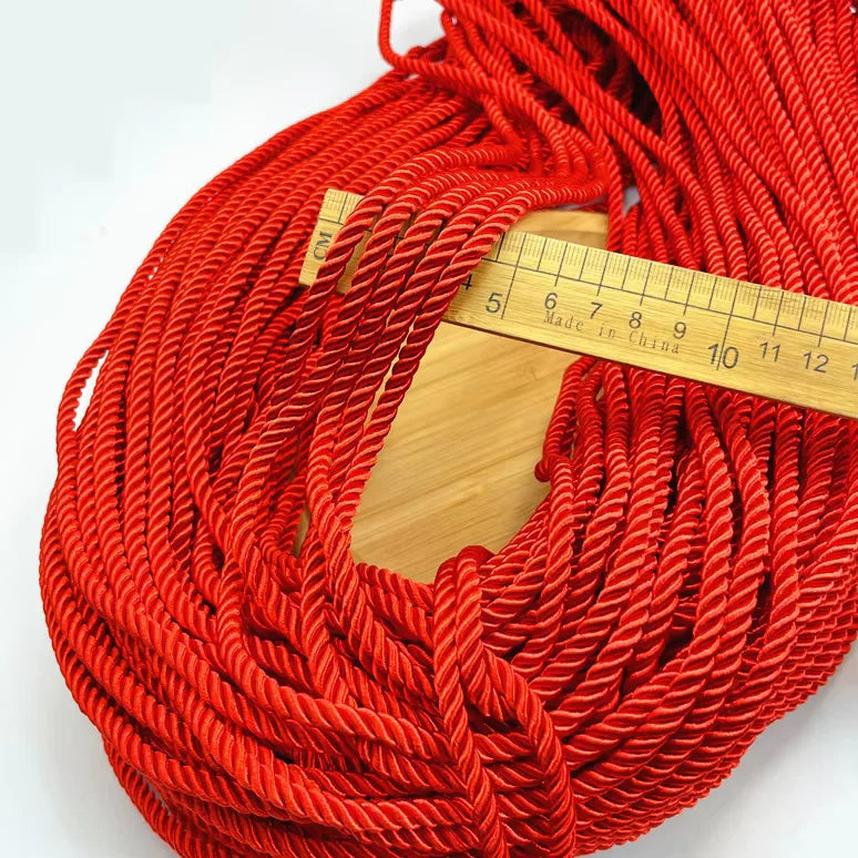 5MM Twisted Cord Rope Trim Craft Decorative Polyester Rope Handmade Cording for Sewing Crafts Upholstery Home Decor 5m - Red