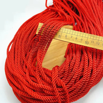 5MM Twisted Cord Rope Trim Craft Decorative Polyester Rope Handmade Cording for Sewing Crafts Upholstery Home Decor 5m - Red