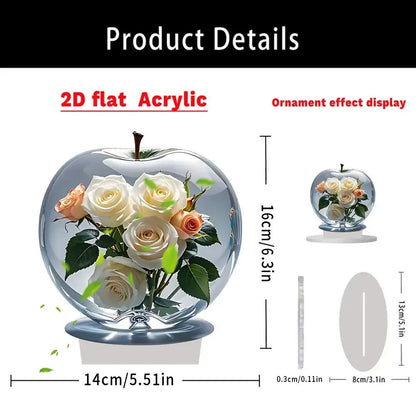 2D Acrylic Apple Landscape Desktop Decoration Ornament Home Living Room Entrance Tabletop Decoration Office Table Ornament - 