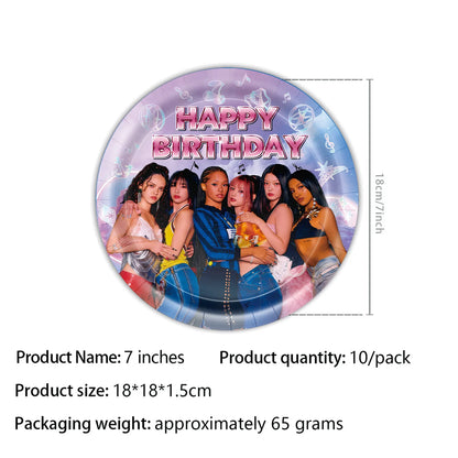 K-Katseye Birthday Decoration Kpop Girl Group Napkin Balloon Cup Plate Tablecloth Banner For Girls Festival Party Fans Gift -
