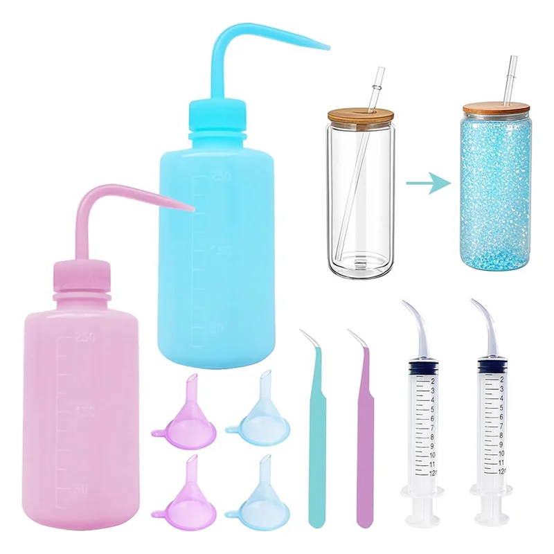 ABKP-DIY Craft Set-Snow Globe Tumbler Supplies Kit-Complete 10-Piece Includes Bent Syringe, Tweezers& Small Funnel