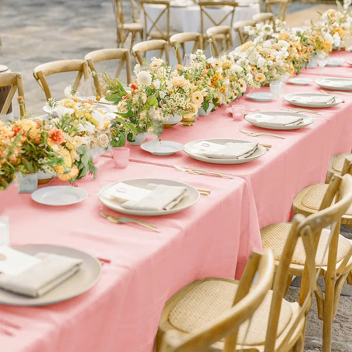 183×137cm Solid Pink Tablecovers Plastic Tablecloth for Wedding Decoration Girls Adult Birthday Party Supplies Table Decor