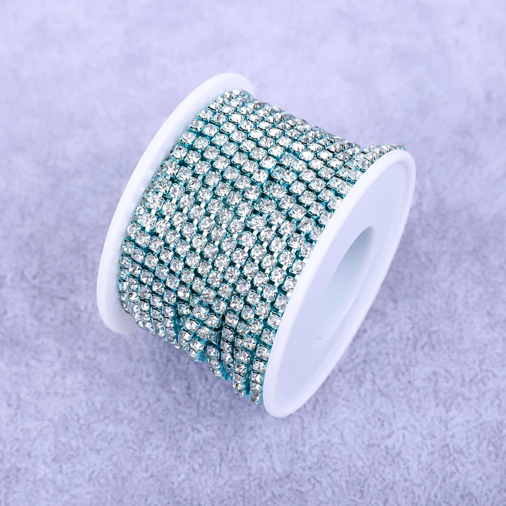 Crystal 10 Yard Rhinestones Trim Stone Cup Chain Gold Diamond Strass Decorative Applique Crystal Trimmings For Dresses - Crys