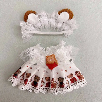 20cm Cotton Doll Clothes With Headwear Bow Headband Accessories Plush Dolls Dresses Skirt Decoration for EXO Idol Doll Access