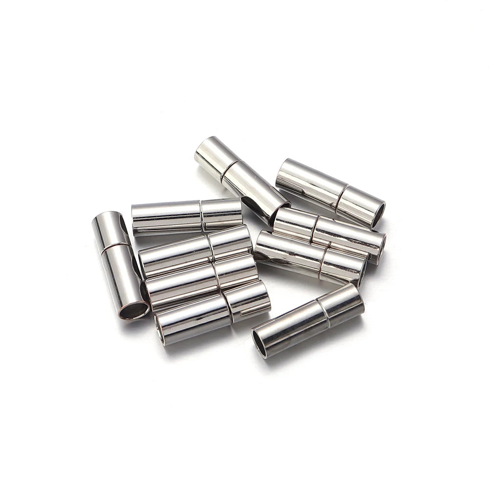 10pcs Leather Cord Ends Caps for Jewelry Making 2 3 4 5 6 7 8mm End Clasps Fasteners DIY Bracelet Necklace Finding - Rhodium 