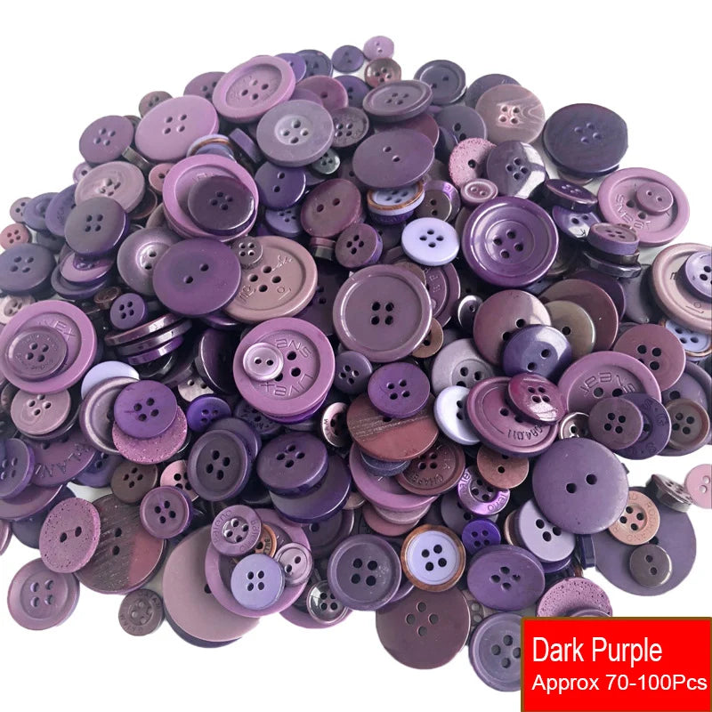 50g/Pack Mix Size Mix color Resin Button 1-3cm Sewing Buttons For Scrapbook Crafts DIY Handmade Sewing Accessories - Dark Pur