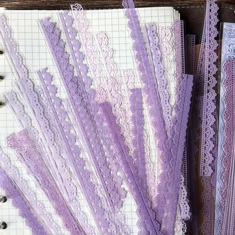 1 Pack (40 pieces) - Soft floral lace-like decorative stickers - Self-adhesive. Suitable for vintage scrapbooks and card maki
