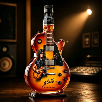 Retro Sunset Gradient Guitar Shaped Whiskey Bottle High Borosilicate Glass Vintage Rock Collectible Home Bar Decor Gift - B