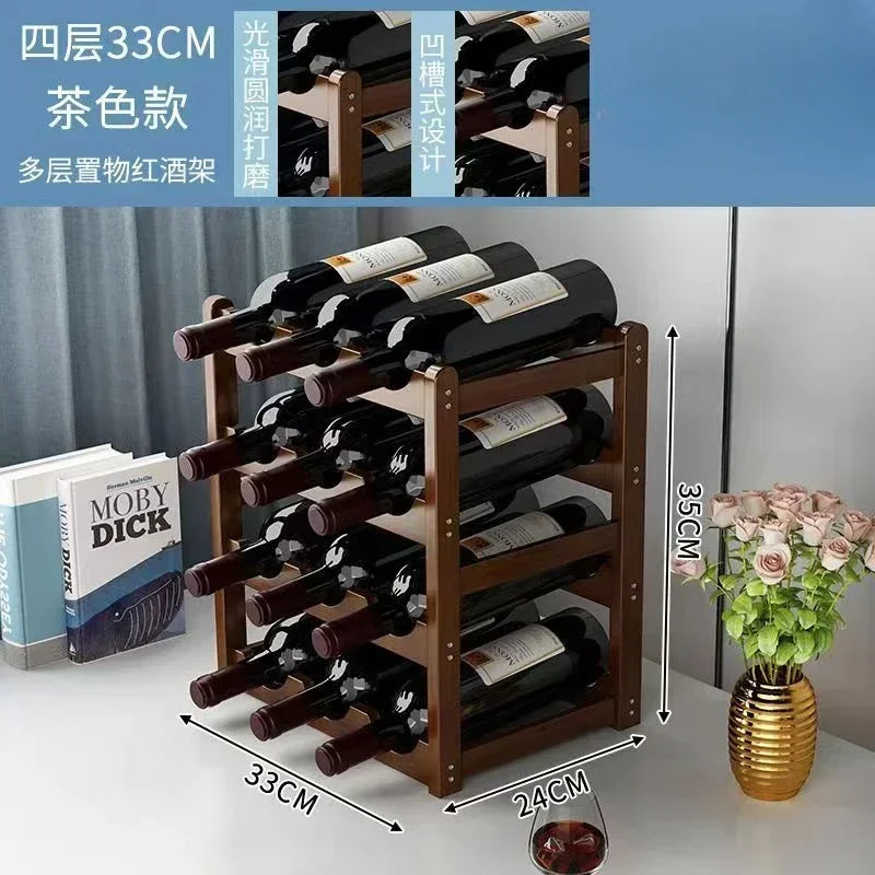 Red WineRack Decoration Household Grid Wine Display Rack Table Creative WineBottle rack Simple wine Cabinet Assemble StorageR