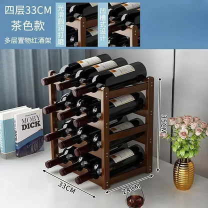 Red WineRack Decoration Household Grid Wine Display Rack Table Creative WineBottle rack Simple wine Cabinet Assemble StorageR