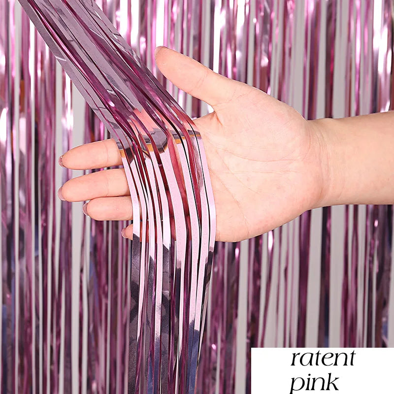 Top Matte Birthday Party Decoration Backdrop Foil Tassel Fringe Curtain Kids Adult Photo Booth Baby Shower Wedding Matte Drap