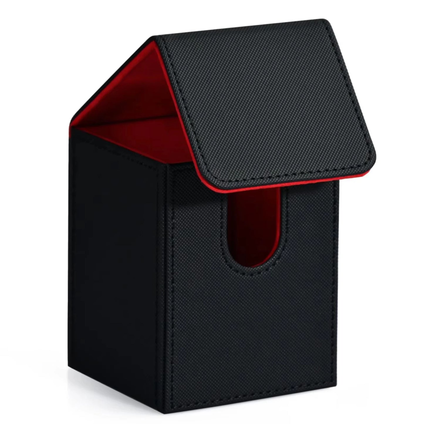 Card Deck Box,Card Storage Box holds 100+ Single Sleeved Cards, PU Leather Magnetic Closure for Magic cards TCG cards - Black