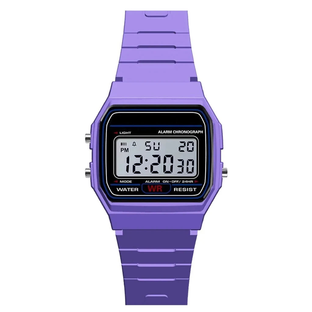 Luxury Men's Analog Digital Military Sport Watch LED Waterproof Wristwatch for Kids And Women with Bracelet Alarm - PURPLE