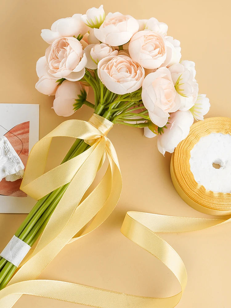 Wusmart 22Meters/Roll 1.5cm Single Face Satin Ribbon DIY Handmade Crafts Fabric Christmas Wedding Decoration Silk Ribbons